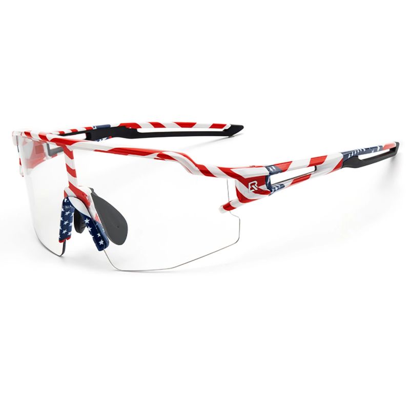 Rockbros Cycling Glasses Photochromic with UV Protection and Corrective Insert 14120008002 - USA Pattern - White multikolor napszemüveg