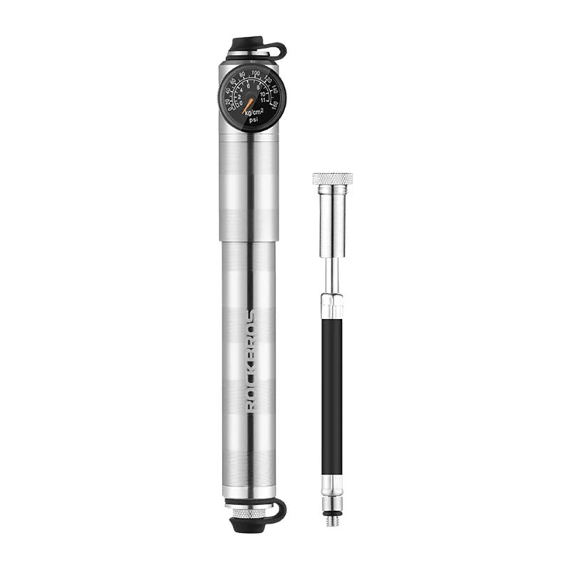 Rockbros HQ-67A-L03 Bicycle Pump with Pressure Gauge - Silver szürke pumpa