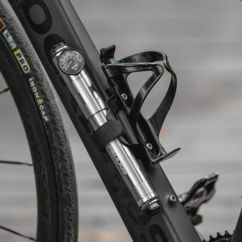 Rockbros HQ-67A-L03 Bicycle Pump with Pressure Gauge - Silver szürke pumpa