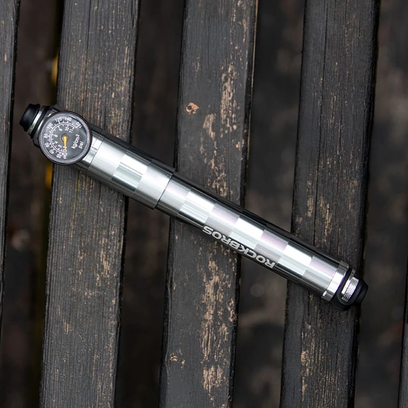 Rockbros HQ-67A-L03 Bicycle Pump with Pressure Gauge - Silver szürke pumpa