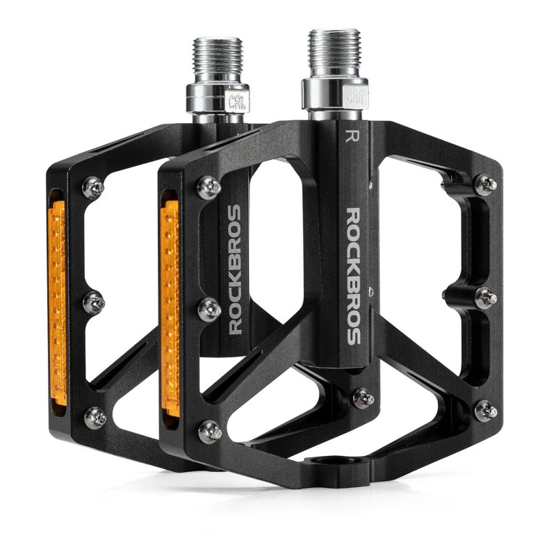 Rockbros K371 Reflective Aluminum Bicycle Pedals with Sealed Bearings - Black fekete