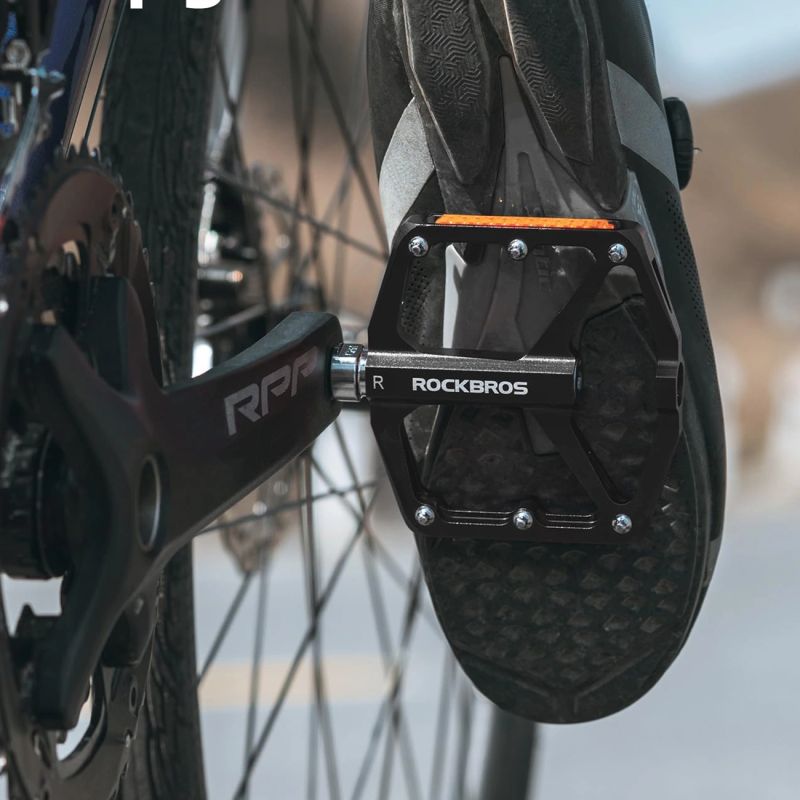 Rockbros K371 Reflective Aluminum Bicycle Pedals with Sealed Bearings - Black fekete