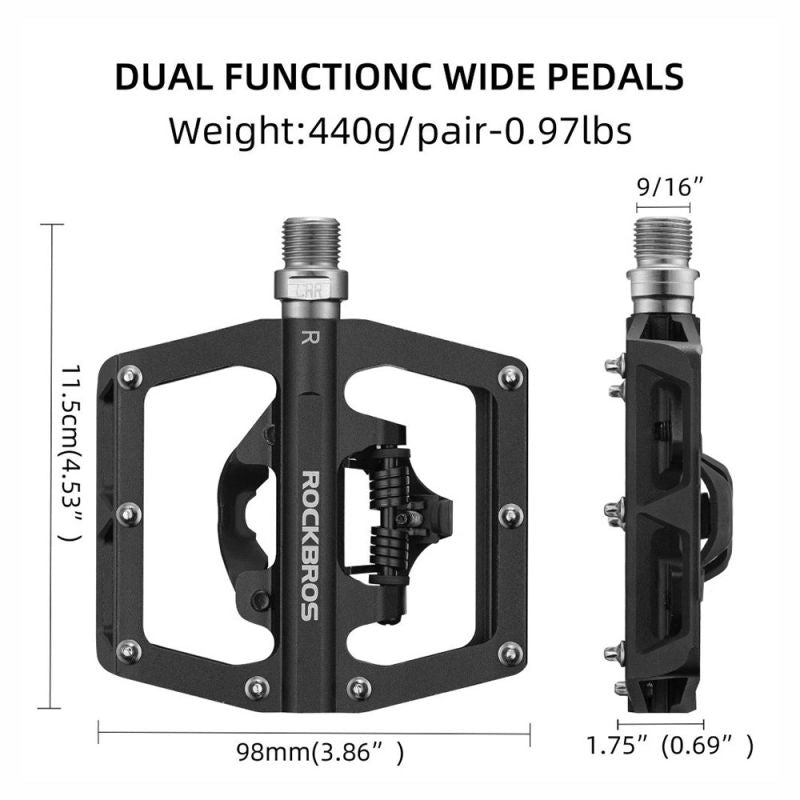 Rockbros PD15-BK Aluminum Alloy Bicycle Pedal Set - Black fekete készlet 304004-157397