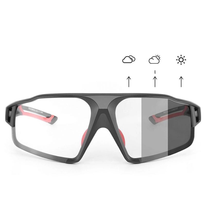 Rockbros Photochromic UV400 Cycling Glasses - Black and Red piros napszemüveg