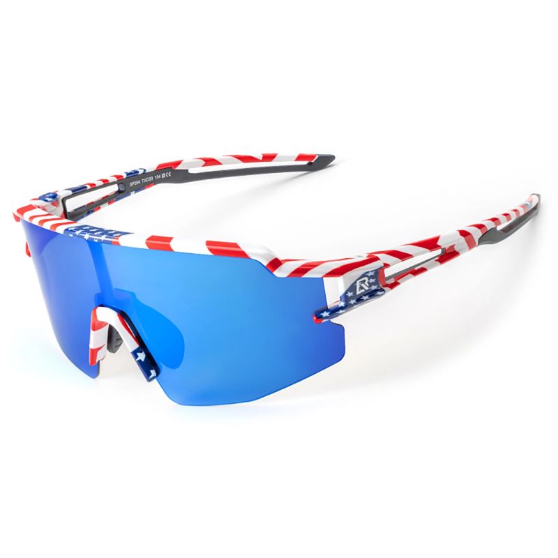 Rockbros Polarized Cycling Glasses with UV Protection and Corrective Insert Blue Lenses - USA Pattern - White multikolor napszemüveg