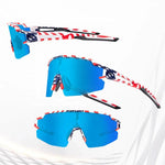 Rockbros Polarized Cycling Glasses with UV Protection and Corrective Insert Blue Lenses - USA Pattern - White multikolor napszemüveg