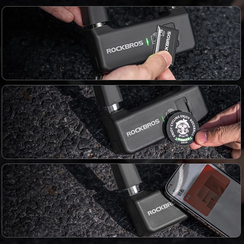 Rockbros RBNS1 SMART Bike Lock with NFC Reader - fekete