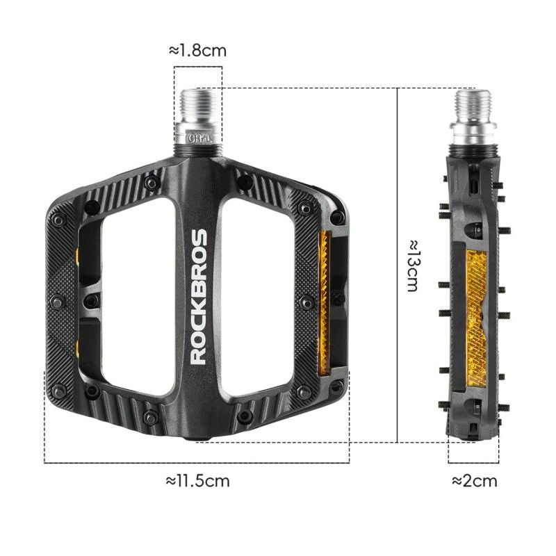 Rockbros Reflective Nylon Bicycle Pedals - Black fekete