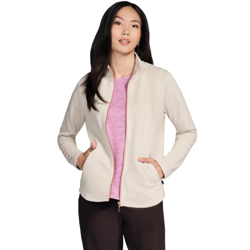 Skechers The Hoodless Hoodie GoWalk Shine Jacket bézs férfi polár pulóver JA78-NTTN