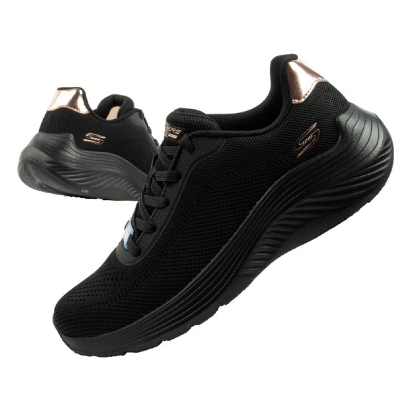 Skechers women's sports Bobs Squad Waves lightweight fashionable fekete női utcai cipő 117679BBK