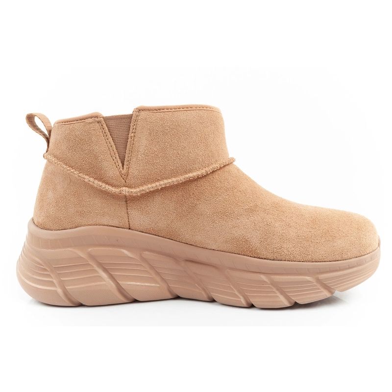 Skechers women's winter boots, insulated leather ankle boots, brown Cipő női 117390/CSNT