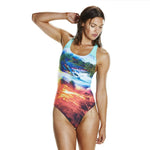 Speedo PLMT PBCK 2 AF BLACK/GREEN(UK) női Fürdőruha
