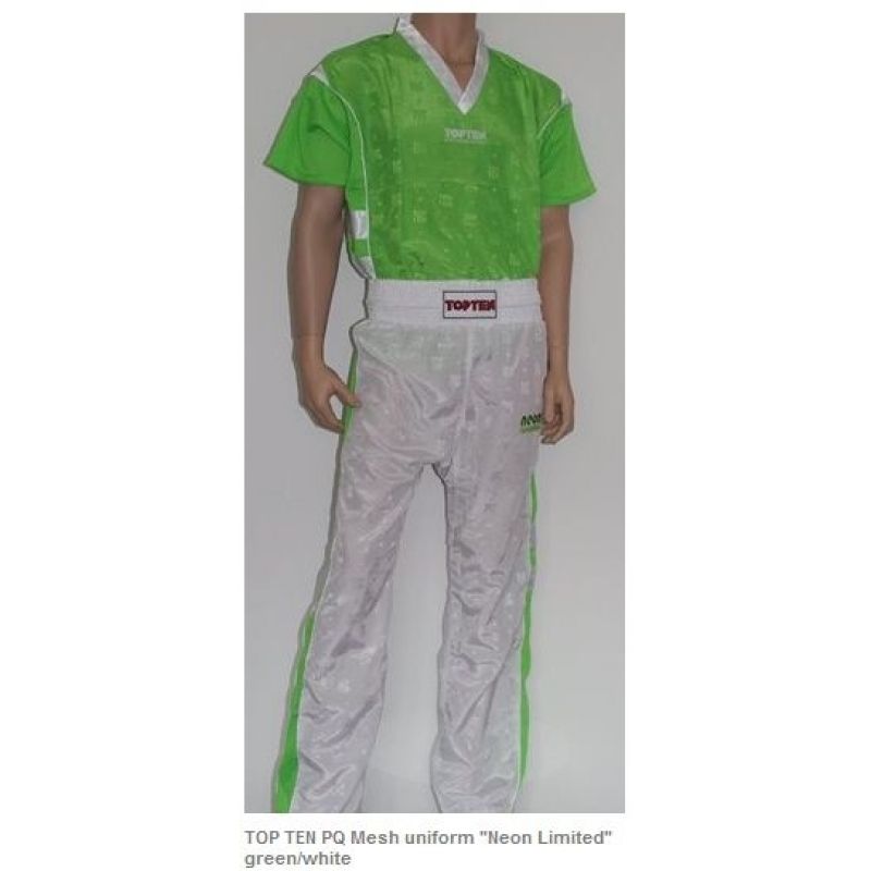 TOP TEN NEON kickboxing outfit green and white fehér