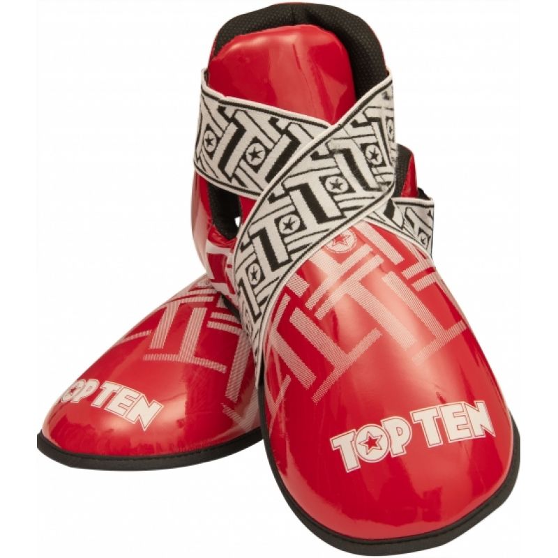 TOP TEN OSTT-PU "SUPERLIGHT PRISM" Foot Protectors (WAKO APPROVED) czerwony+m védőfelszerelés