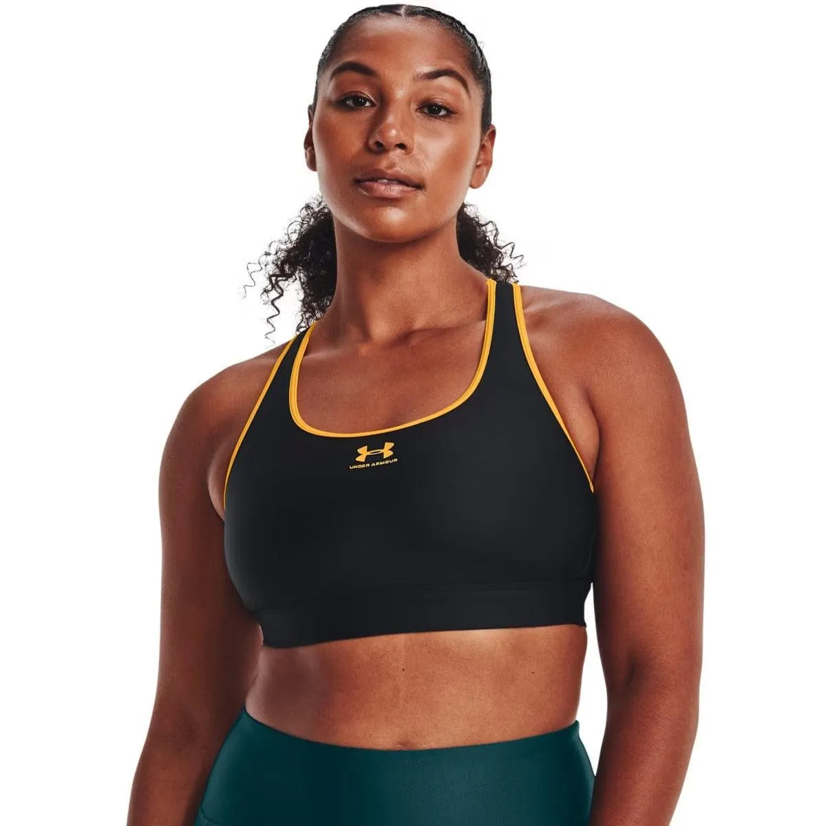 Under Armour Armour Mid Keyhole fekete-sárga női Sportmelltartó