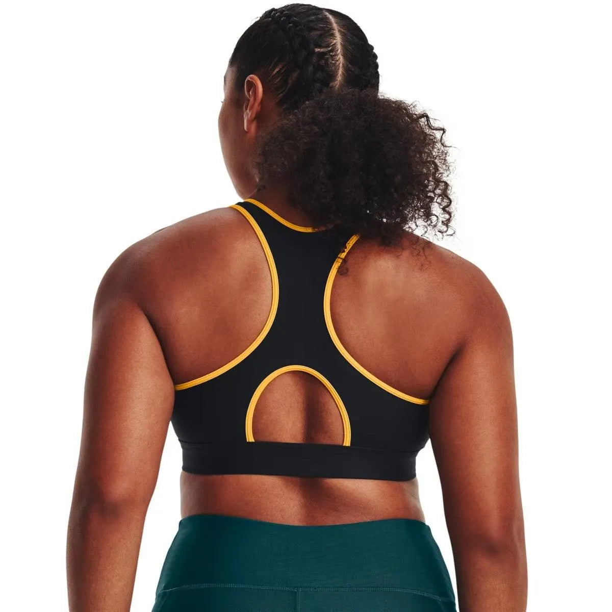 Under Armour Armour Mid Keyhole fekete-sárga női Sportmelltartó