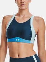 Under Armour Dámská podprsenka UA Infinity Mid High Neck Shine kék női sportmelltartó