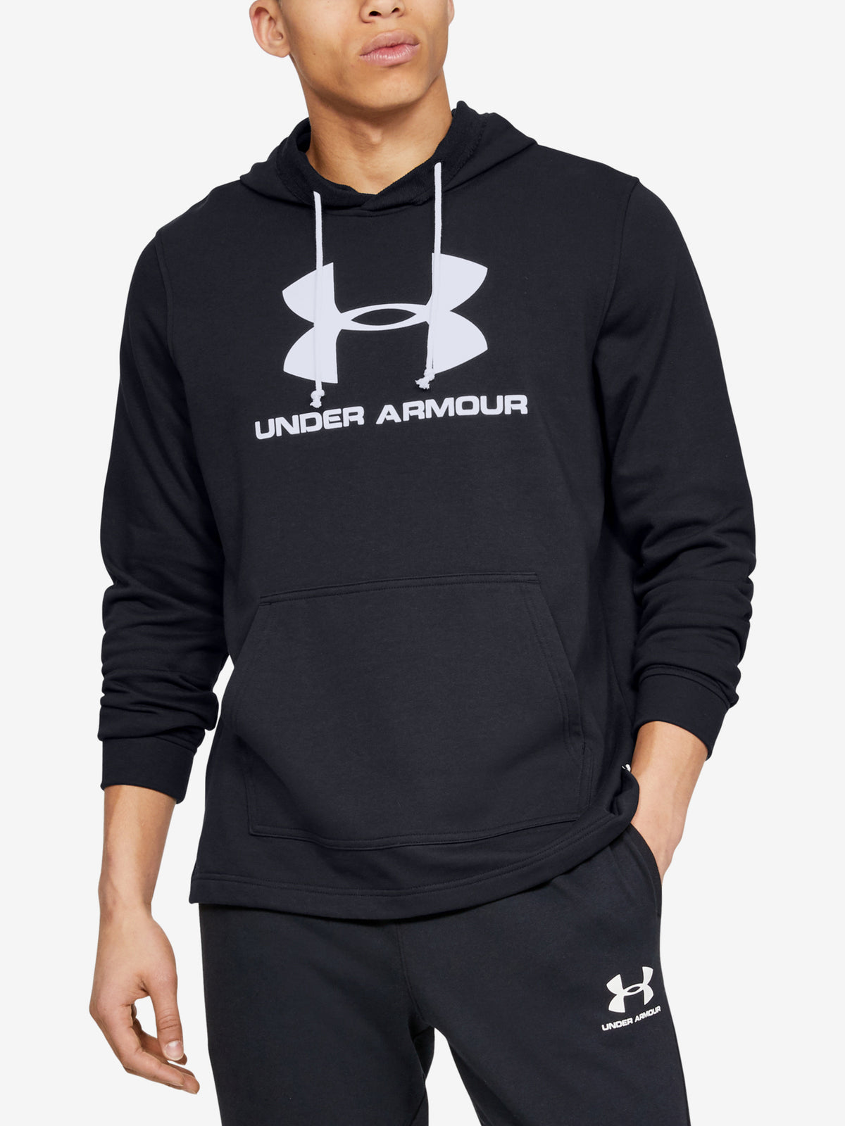 Under Armour Férfi kapucnis Sportstyle Terry Logo Hoodie fekete pulóver