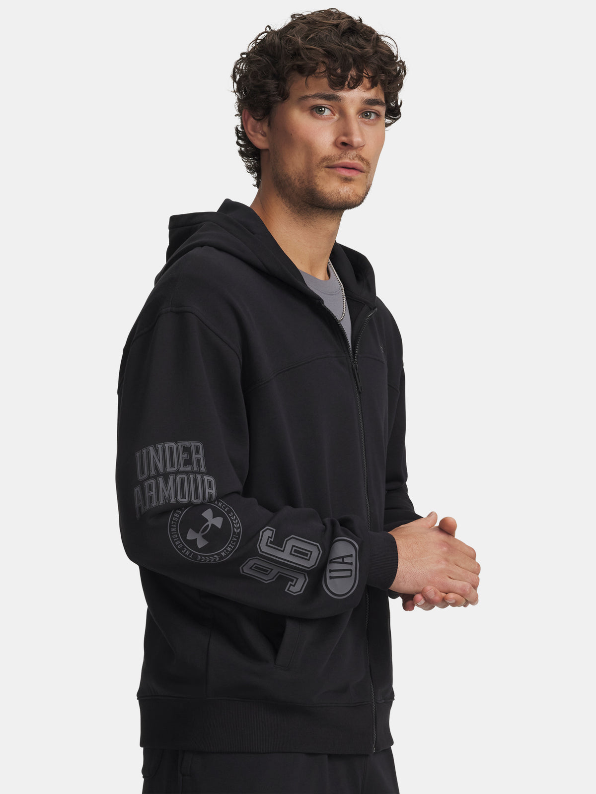 Under Armour Férfi UA Rival LW Graphic FZ pulóver fekete kapucnis pulóver