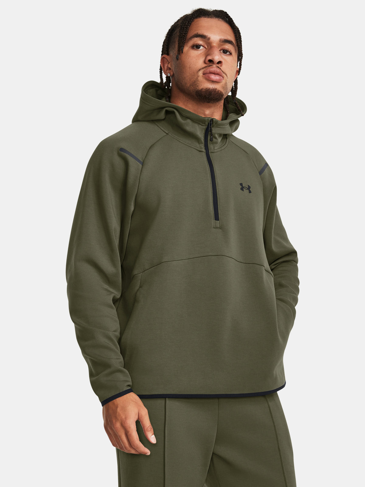 Under Armour Férfi UA Unstoppable Flc Kapucnis pulóver zöld