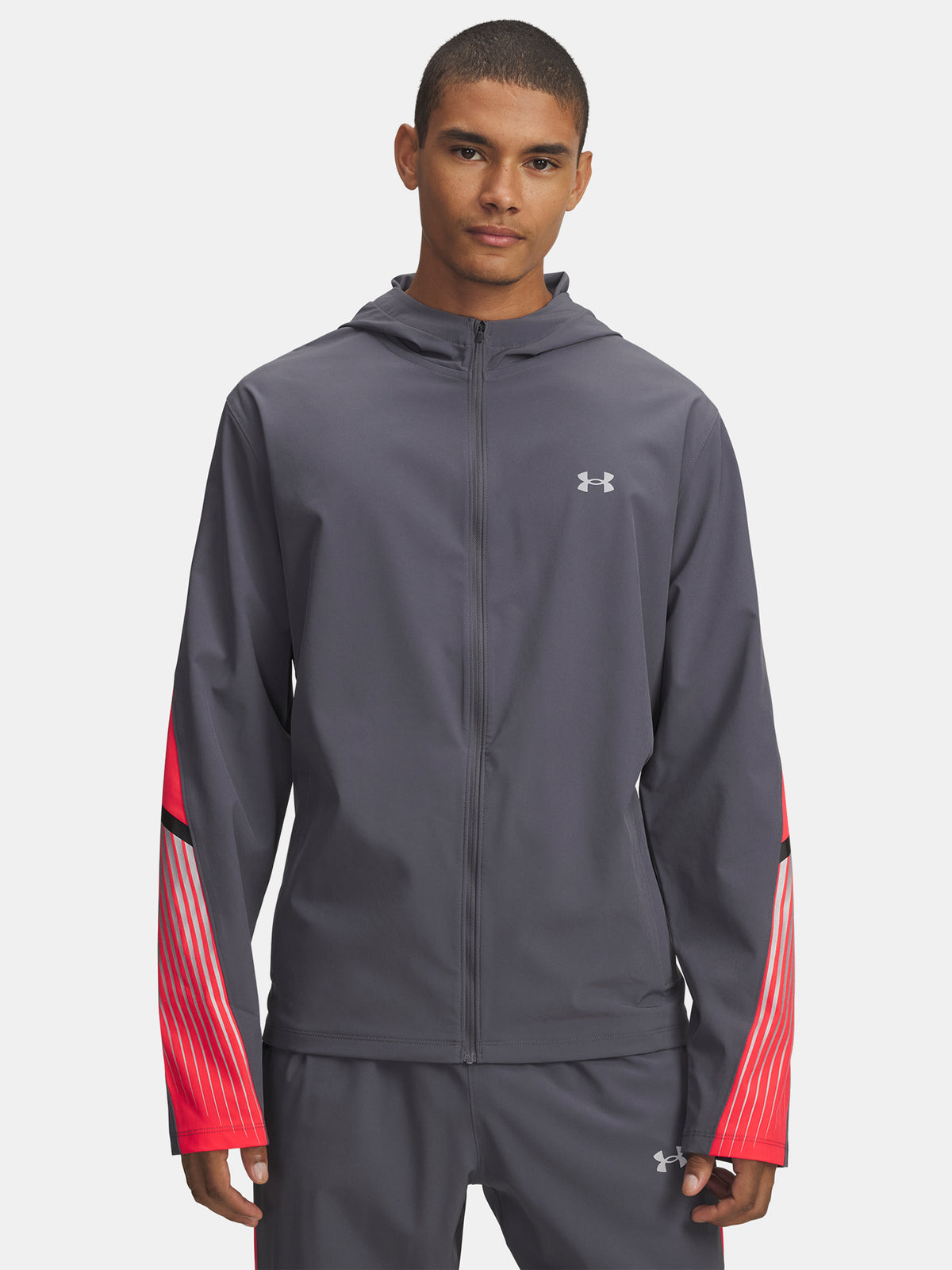 Under Armour Férfi UA Velociti Storm Hooded Jkt-GRY Kapucnis pulóver