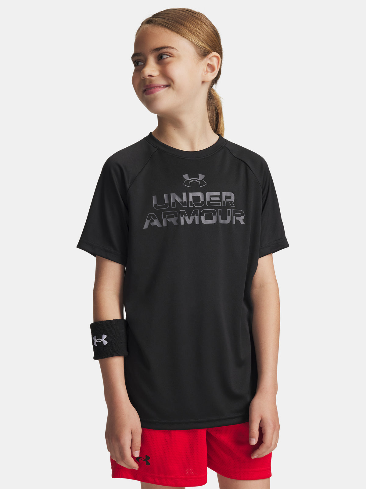 Under Armour Fiú UA Tech Split Wordmark SS-BLK póló