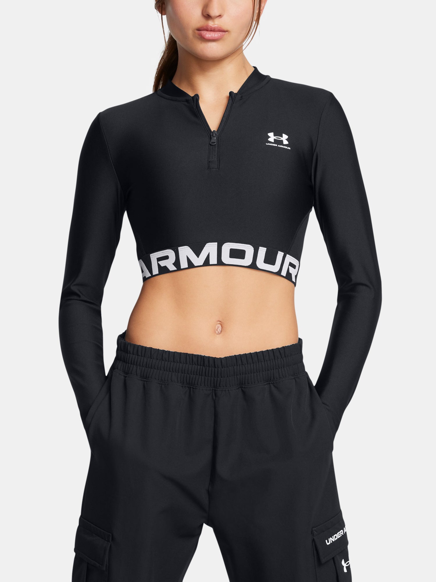 Under Armour Nõi HeatGear Rib 1/4 Zip LS Hosszú ujjú póló