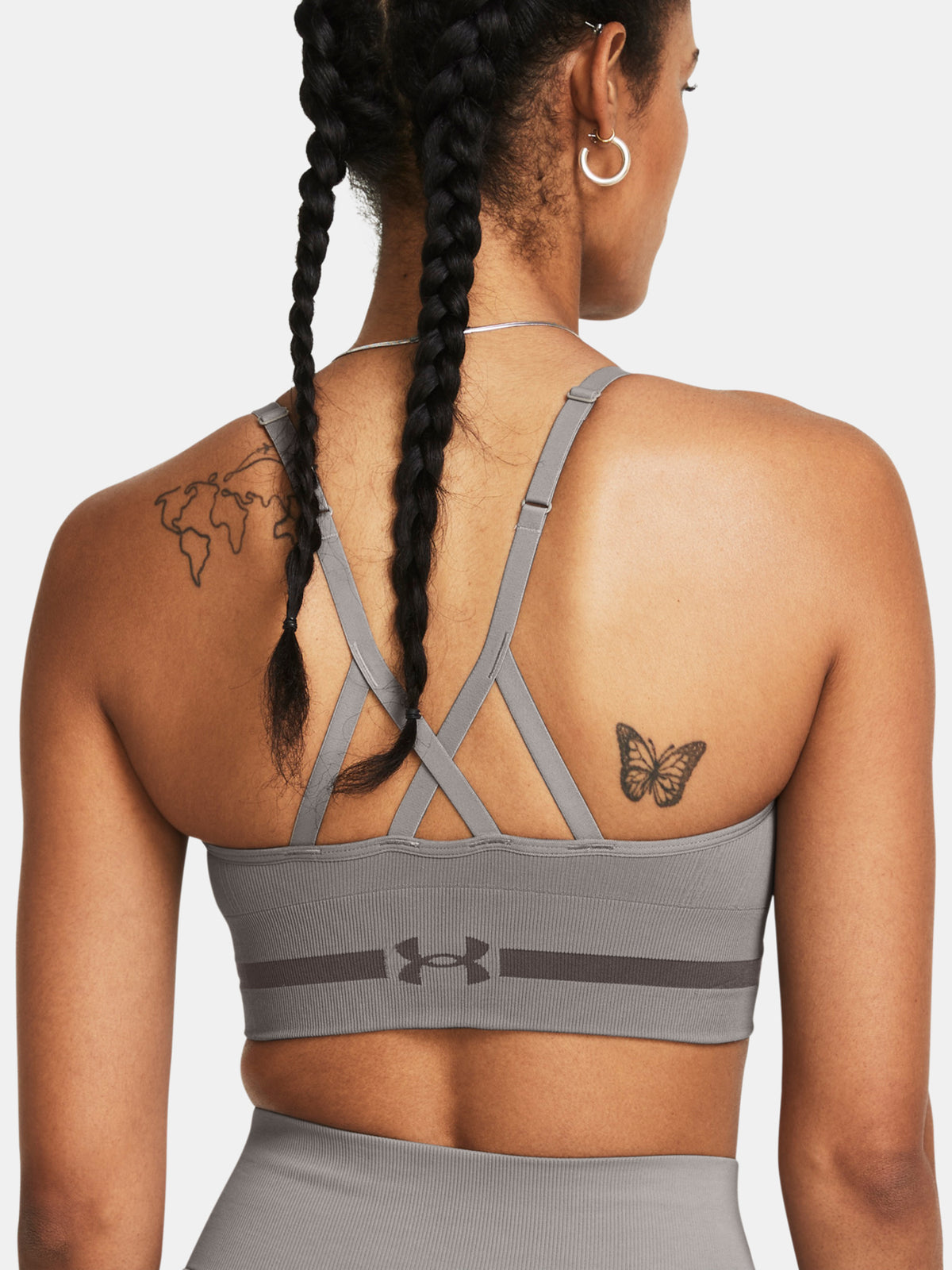 Under Armour Nõi melltartó UA Seamless Low Long Bra sportmelltartó, szürke