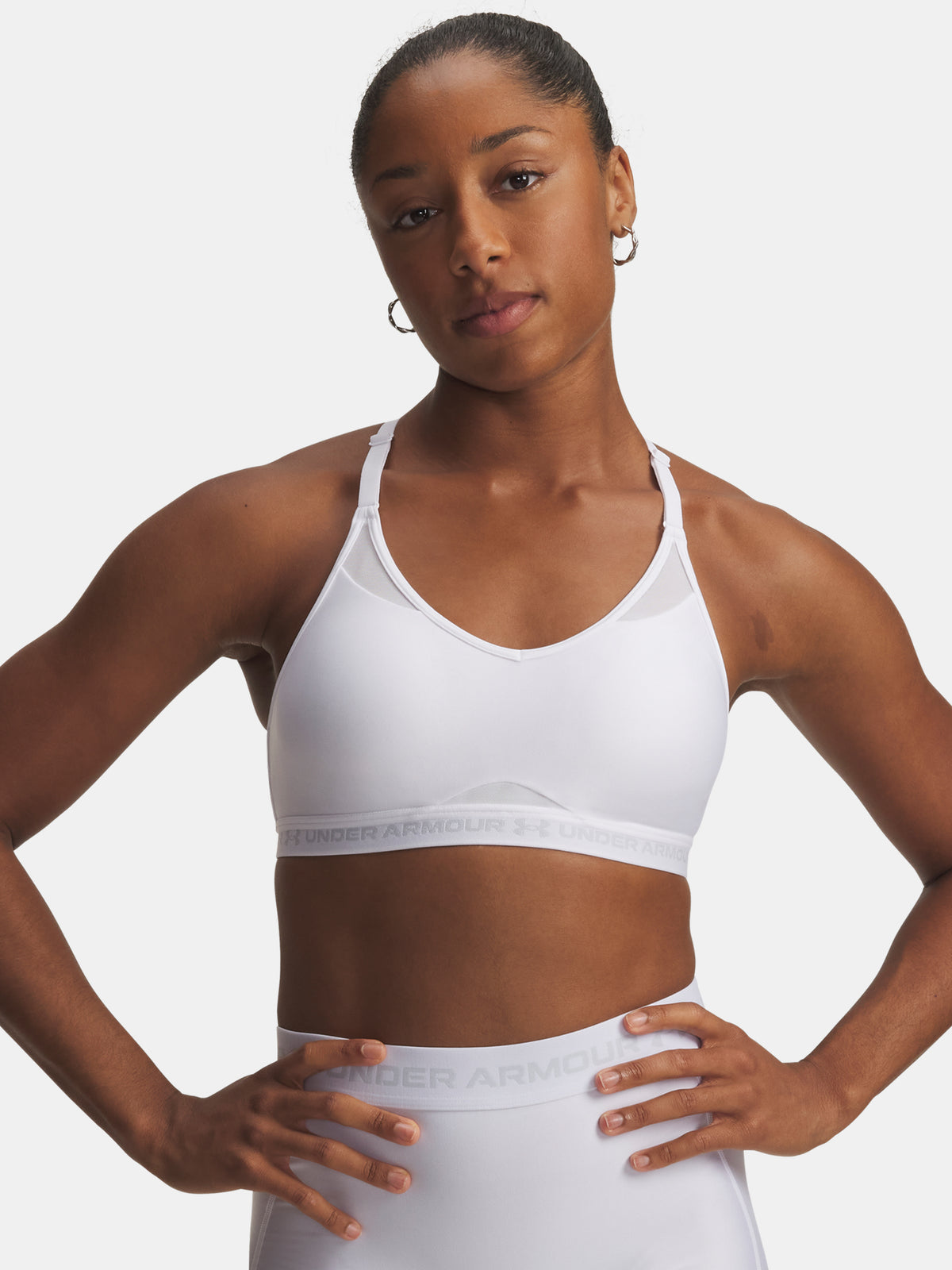 Nõi melltartó Under Armour UA Crossback Low Bra-WHT fehér sportmelltartó