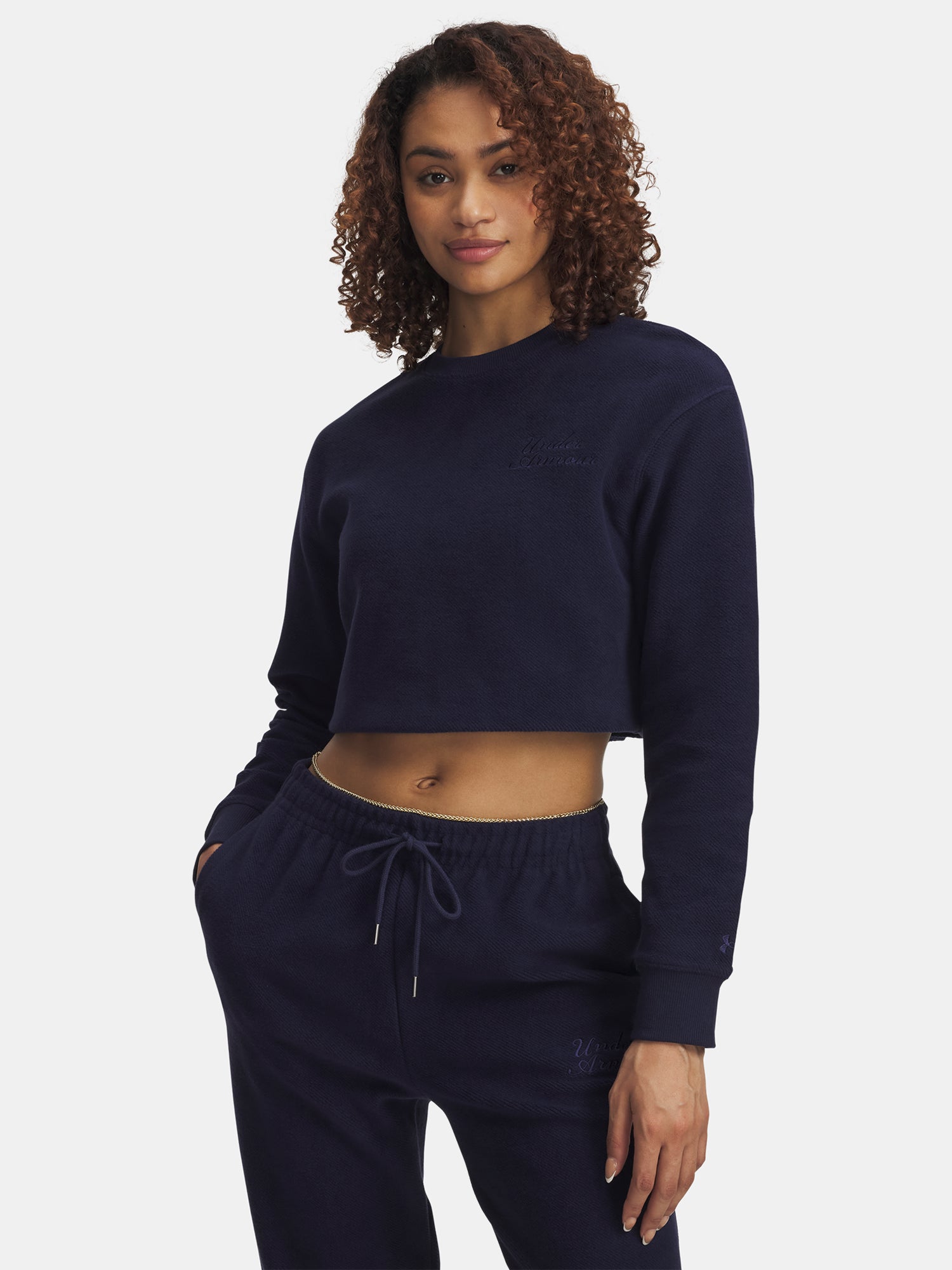 Under Armour Nõi pulóver Icon Terry Varsity Crew-BLU Hosszú ujjú póló
