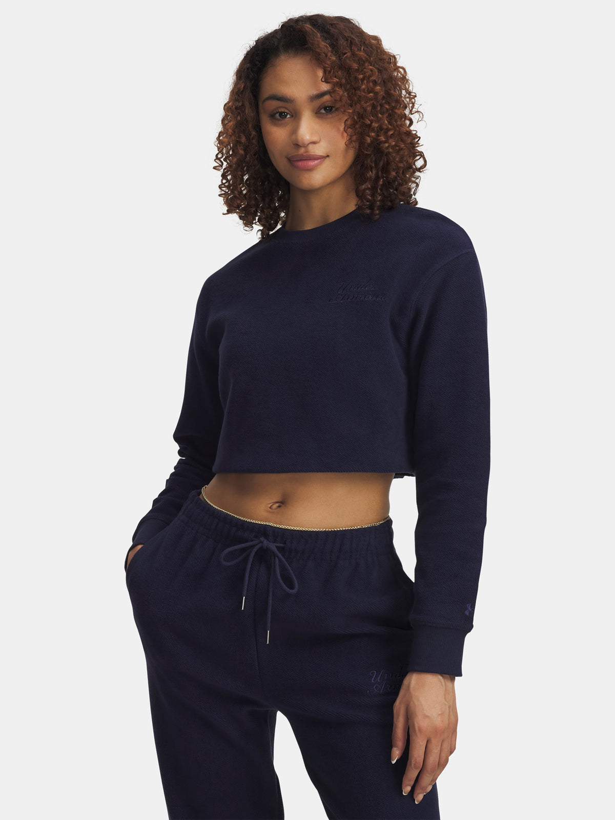 Under Armour Nõi pulóver Icon Terry Varsity Crew-BLU Hosszú ujjú póló