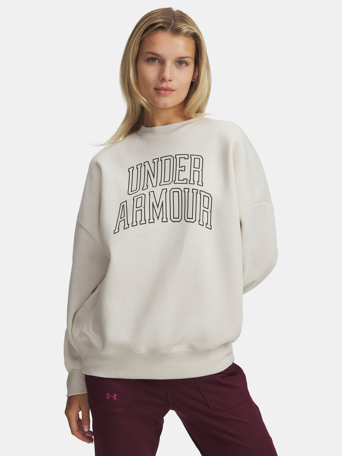Under Armour Nõi Rival Flc OS Varsity Crew-WHT pulóver