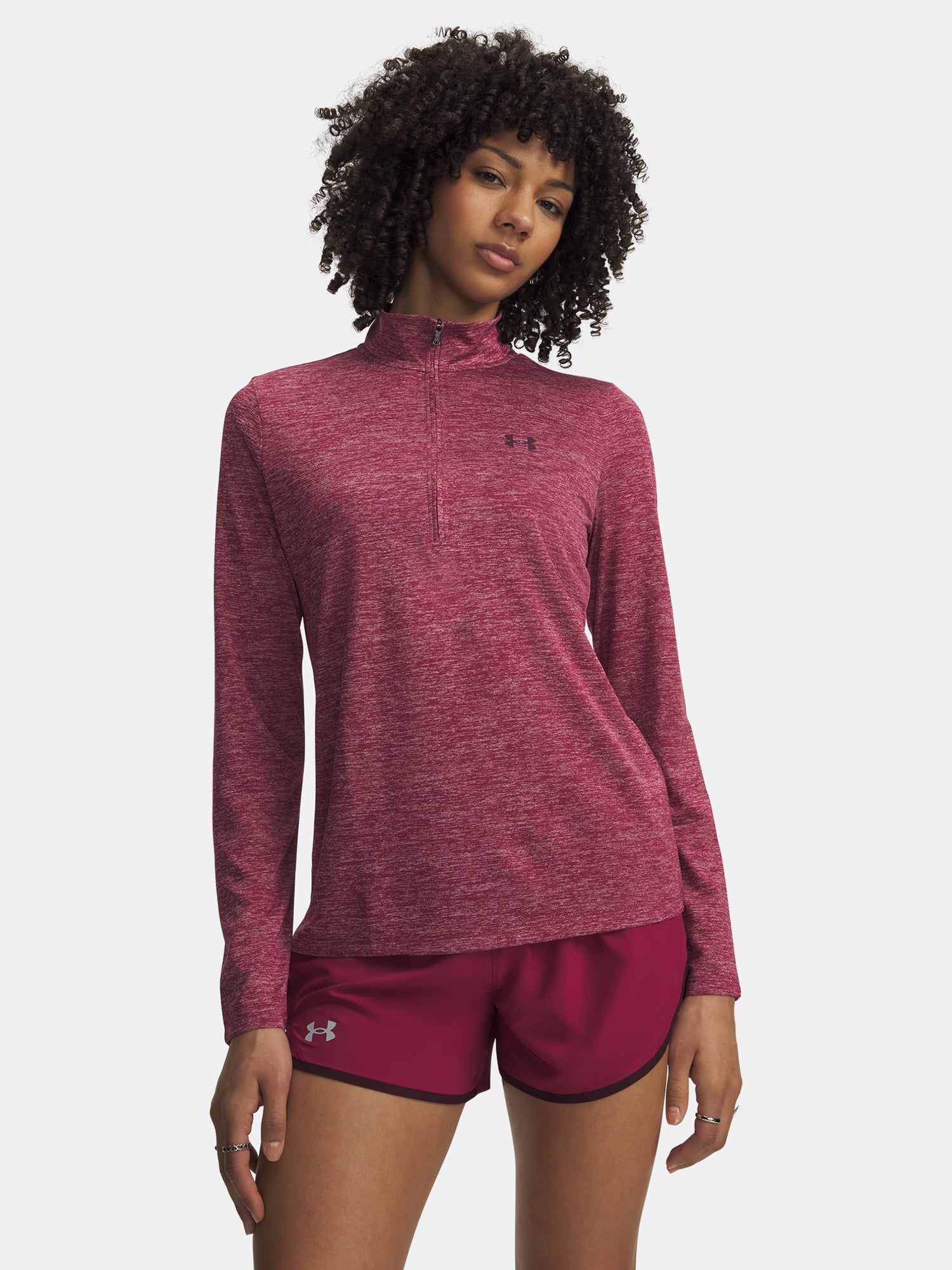 Under Armour Nõi Tech 1/2 Zip- Twist piros póló