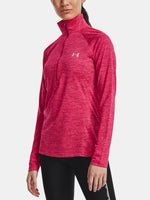 Under Armour Nõi Tech 1/2 Zip - Twist póló, rózsaszín