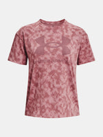 Under Armour Nõi UA LOGO AOP HEAVYWEIGHT SS póló, rózsaszín