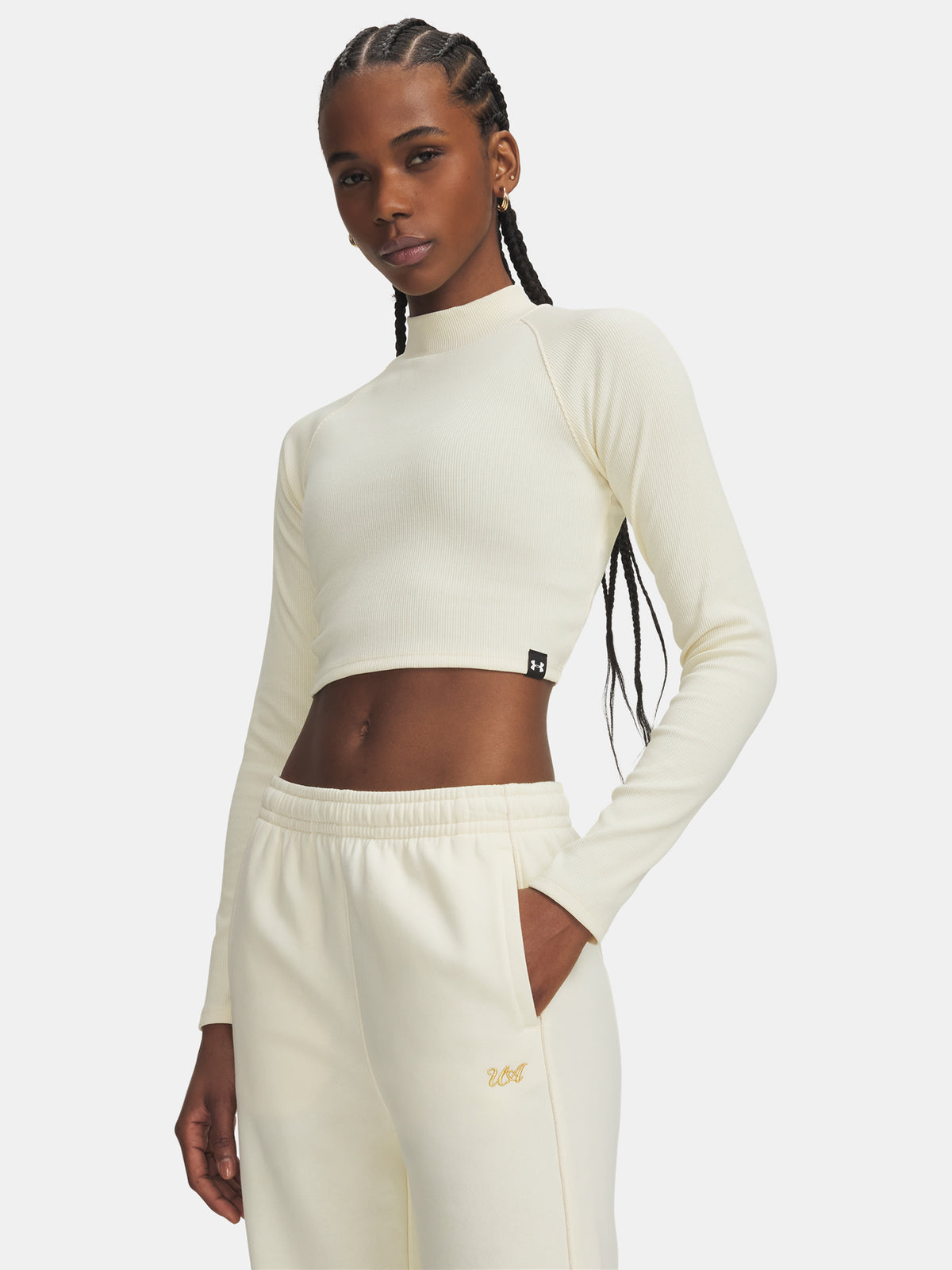 Under Armour Nõi UA RIV RIB MOCK LS fehér póló