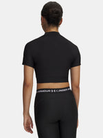 Nõi Under Armour HeatGear Crop Mock SS-BLK fekete póló