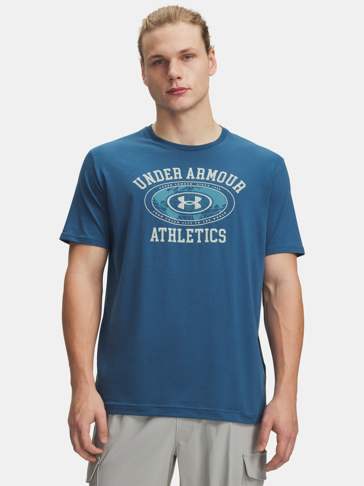 Pánské triko Under Armour UA 60/40S ARMOR GLOBE SS-BLU férfi