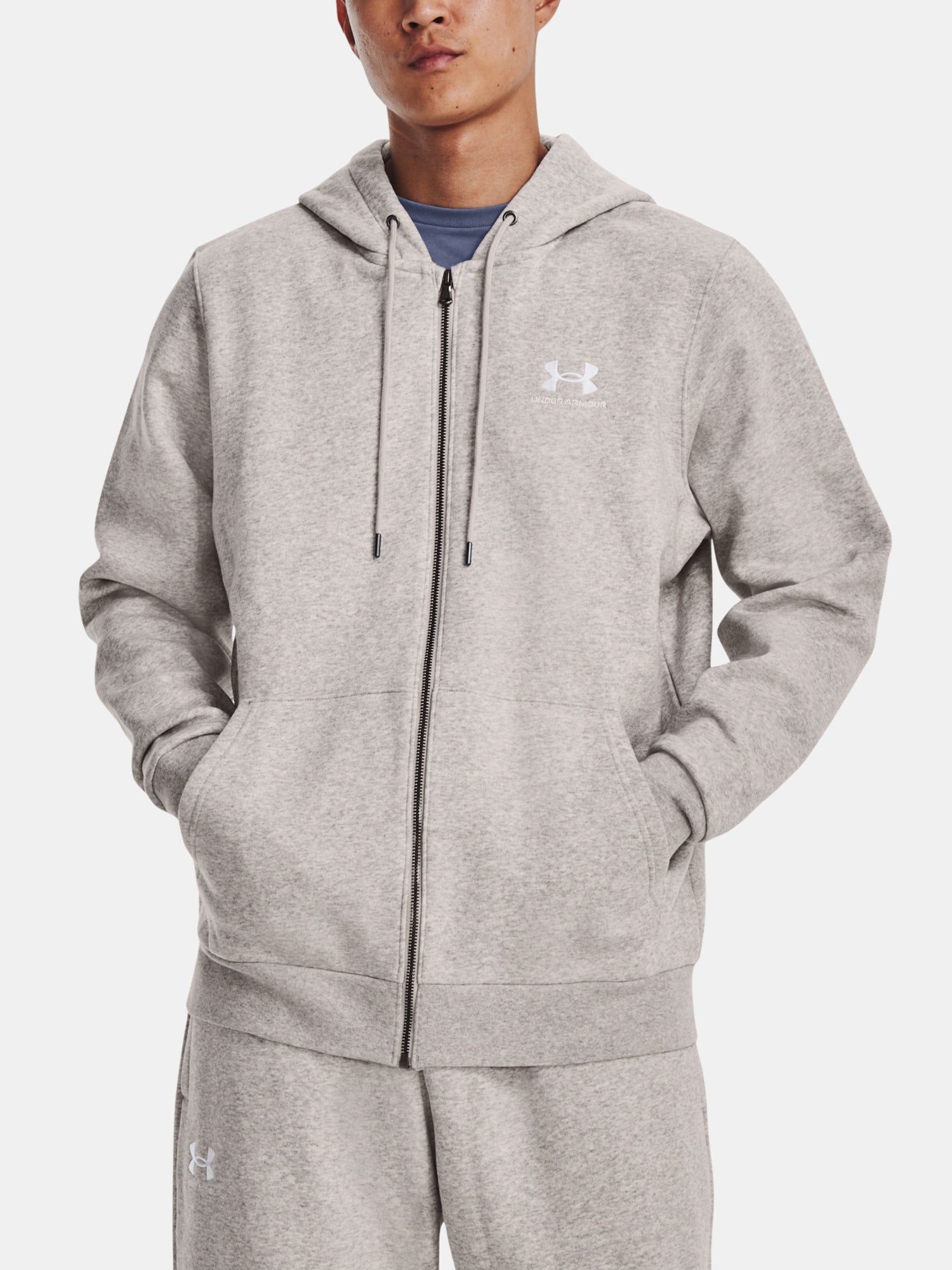 Under Armour UA Essential Fleece FZ Hood szürke férfi kapucnis pulóver