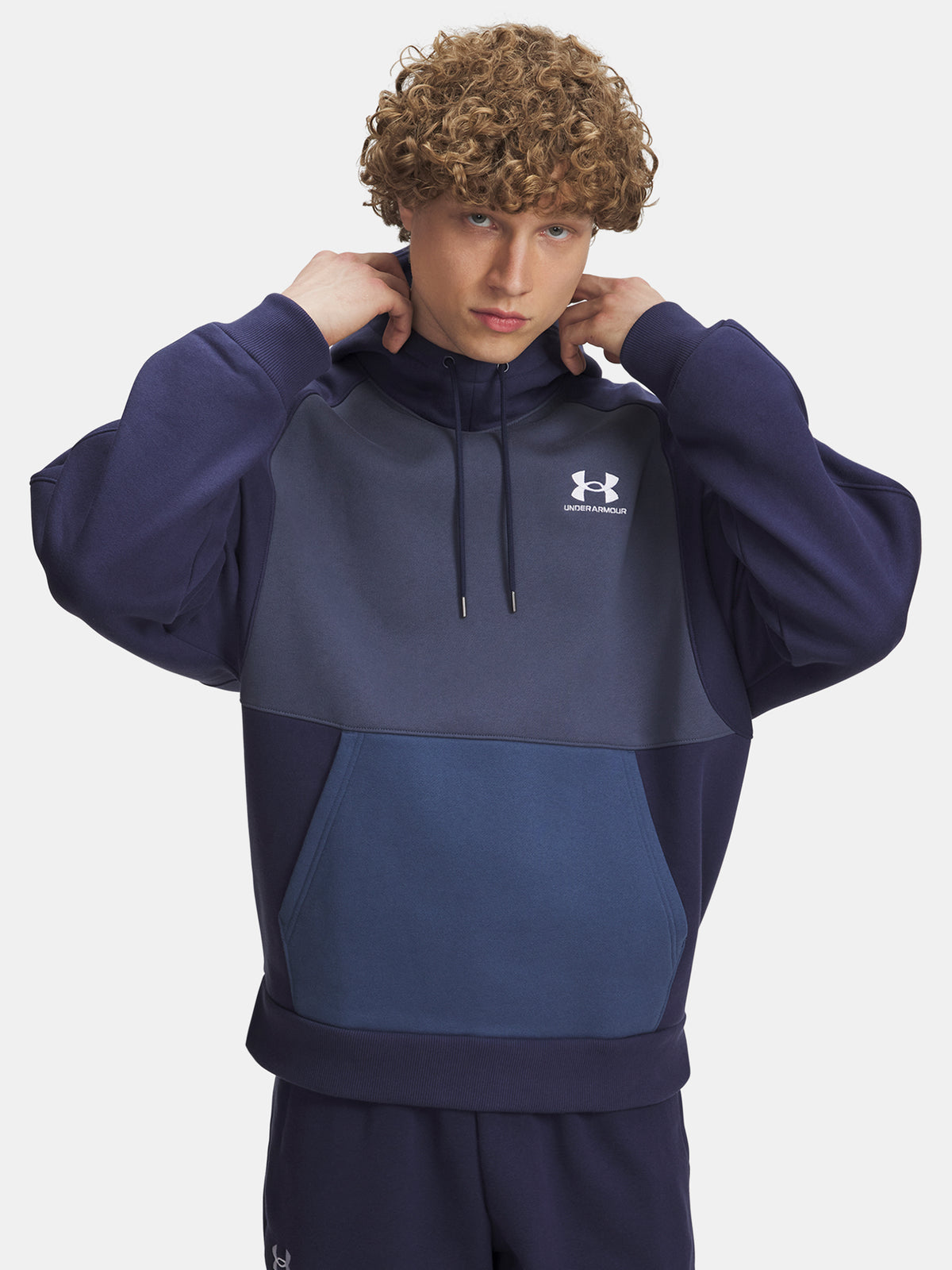 Under Armour UA Icon HW Colorblocked Hdy-BLU férfi pulóver