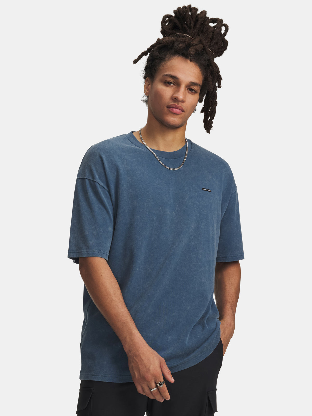 Under Armour UA M HW OS LOGO WASH SS-BLU kék férfi póló