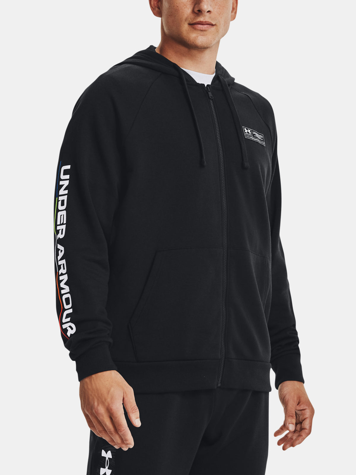 Under Armour UA Rival Fleece Chroma FZ HD fekete férfi kapucnis pulóver