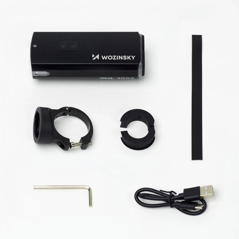 Wozinsky Front Bike Light + USB-C Cable (3000 lm) - Black fekete kiegészítő 304004-184329
