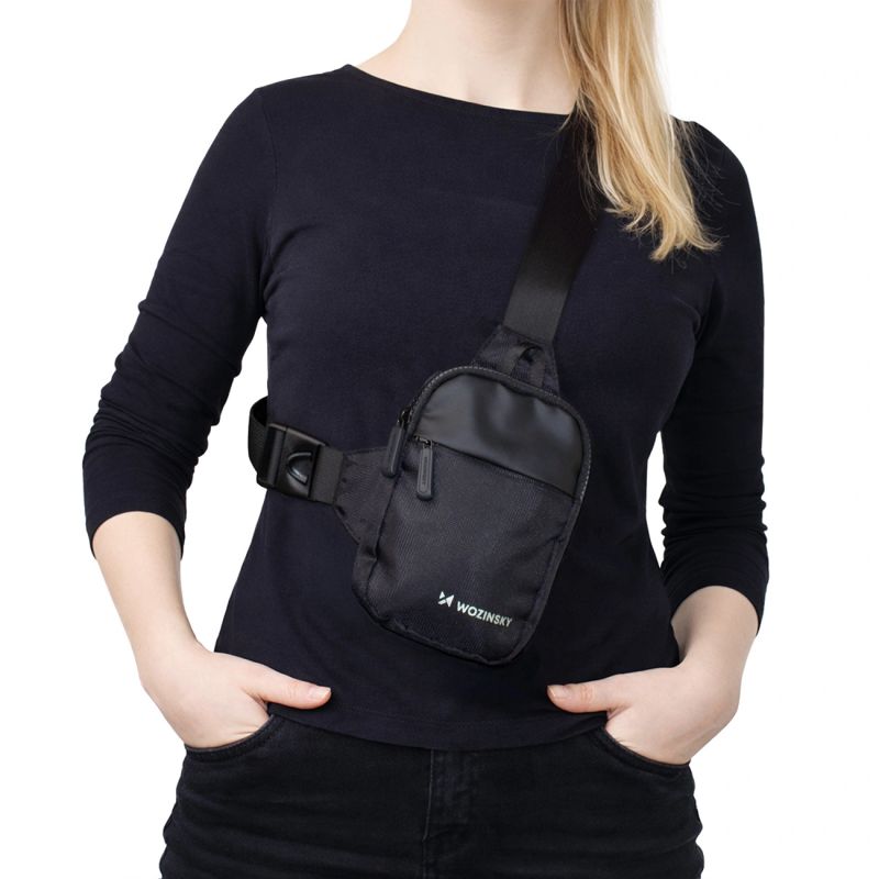 Wozinsky WMS-W1 Unisex Mini Shoulder Bag Waterproof Dual-Compartment for Phone - Black fekete kiegészítő 304004-201372