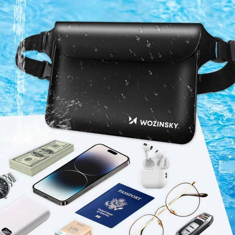 Wozinsky WWS-01 Waterproof PVC Waist Bag - Black fekete kiegészítő 304004-196026