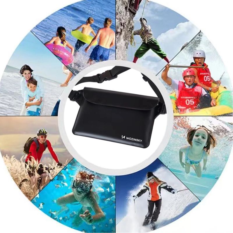 Wozinsky WWS-01 Waterproof PVC Waist Bag - Black fekete kiegészítő 304004-196026