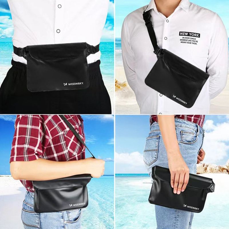 Wozinsky WWS-01 Waterproof PVC Waist Bag - Black fekete kiegészítő 304004-196026