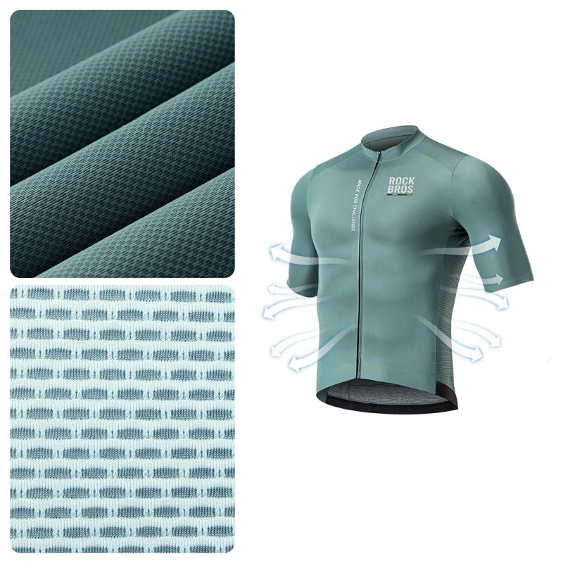 Rockbros 15120014017 ROAD TO SKY men's cycling jersey, short sleeve, M - gray-blue m \ niebieski póló