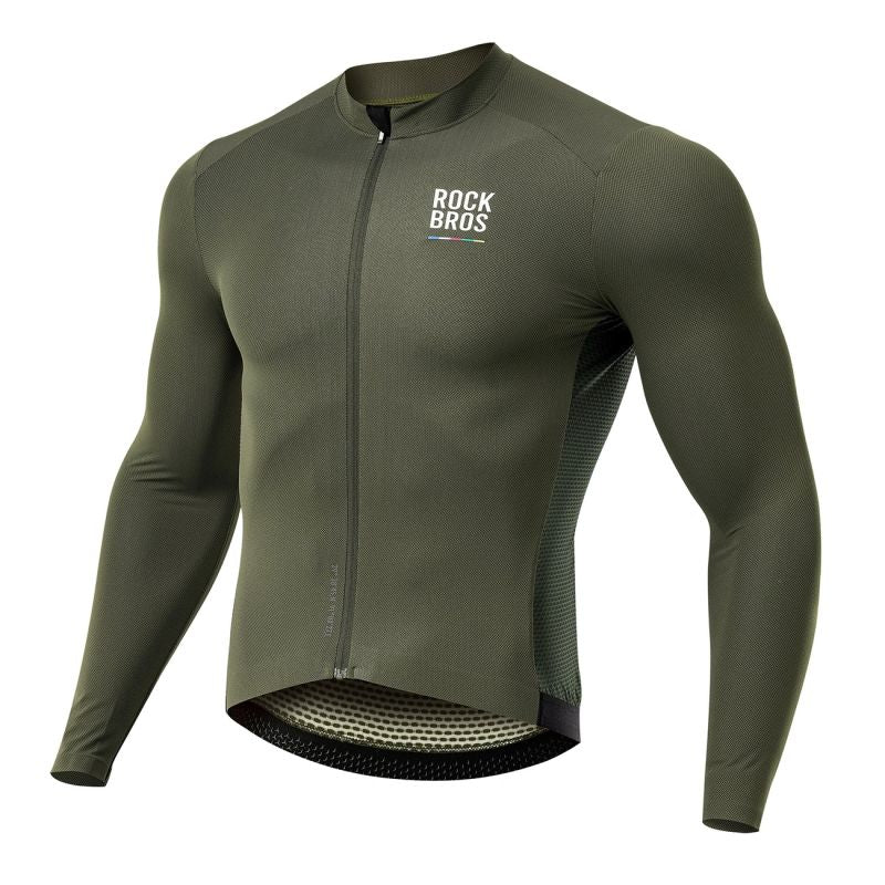 Rockbros 15220003002 ROAD TO SKY men's long sleeve cycling jersey - green zöld póló
