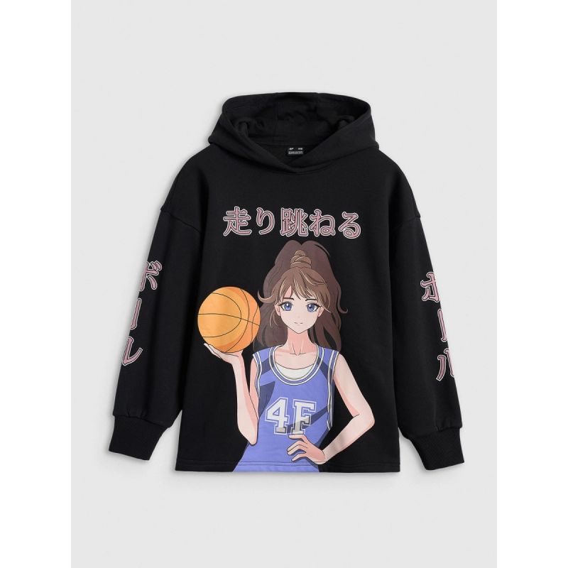 Girls' sweatshirt with hood, open, 4F 4FJRAW25TSWSF2293-20S kapucnis pulóver